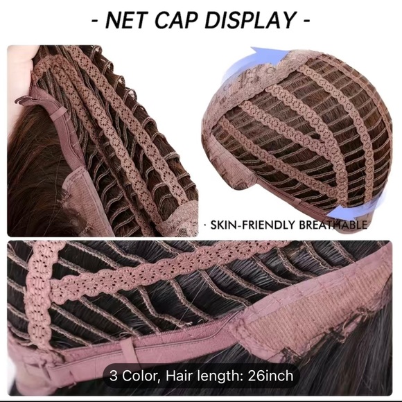 Human hair blend black brown wavy wig with bang. - Picture 5 of 5